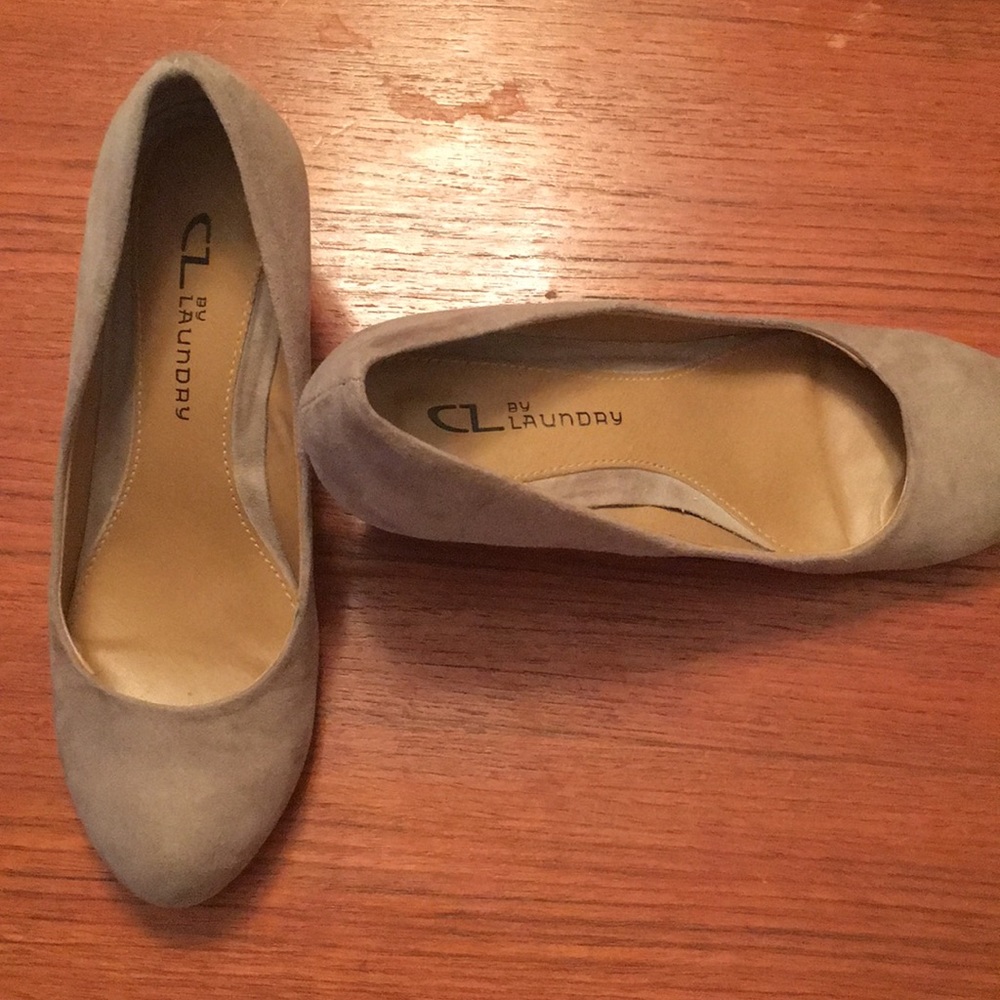 Beige suede wedges